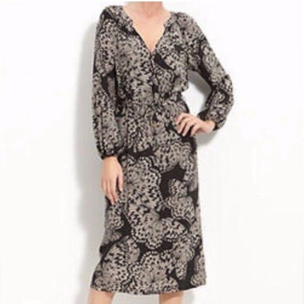 Presley Skye Midi Butterfly Print Silk Dress Black Sz S Classic Sheer Whimsigoth